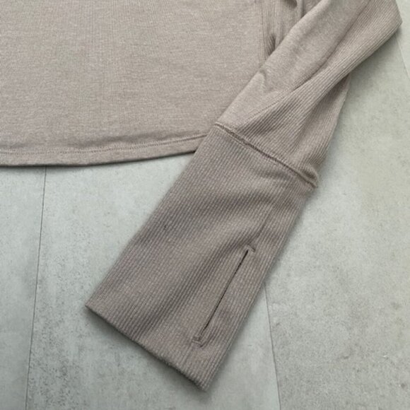 OLD NAVY Cozecore Cropped Mock Neck Top Moon Mist Tan Small - Picture 6 of 9